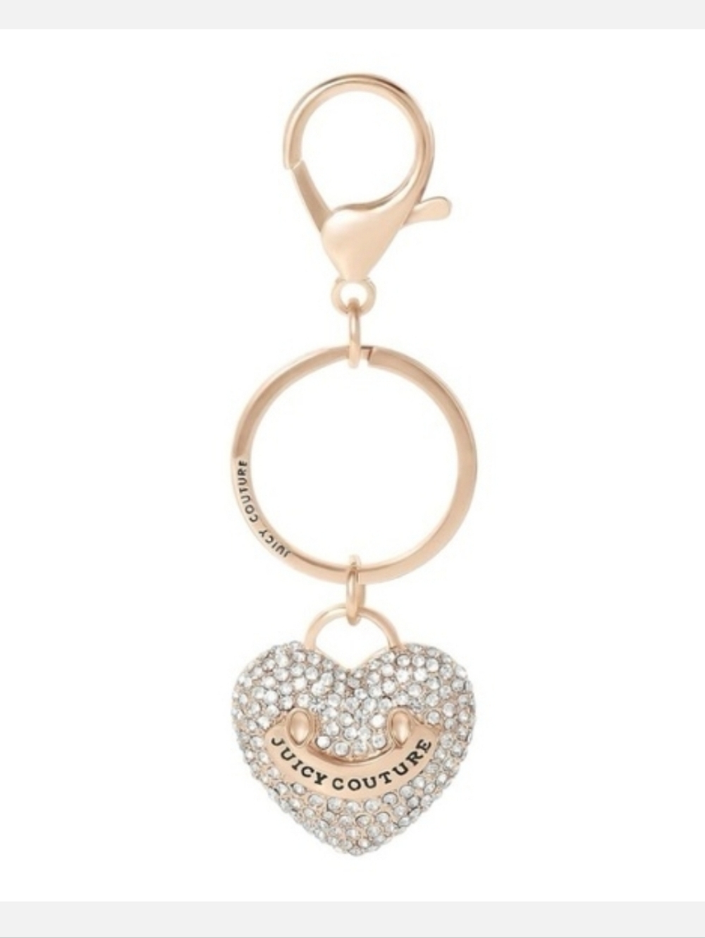 Juicy Couture Gold-Tone Heart Pave Keychain Bag Charm NWT